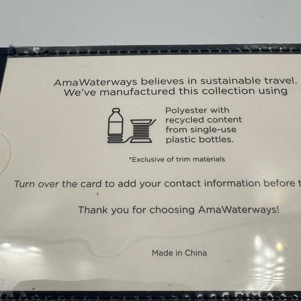AmaWaterways Recycled Polyester Scenic River Cruise Luggage Tag Navy Blue